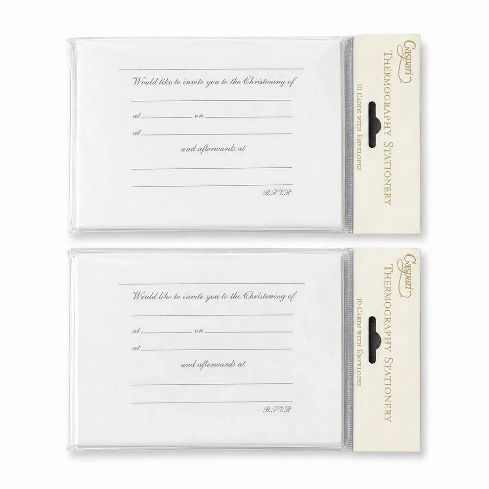 Caspari Christening Invitations Thermography 20 Cards Envelopes 2 Packs NOS New